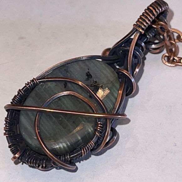 NWT DebbyTammy 18”necklace handmade Labradorite oval stone - Picture 4 of 12